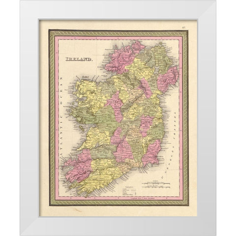 Ireland 1849 White Modern Wood Framed Art Print by Vintage Maps