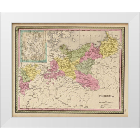 Prussia 1849 White Modern Wood Framed Art Print by Vintage Maps