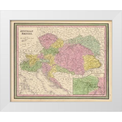 Austrian Empire 1849 White Modern Wood Framed Art Print by Vintage Maps