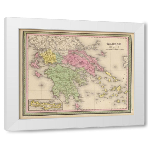 Greece 1849 White Modern Wood Framed Art Print by Vintage Maps
