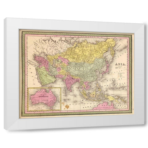 Asia 1849 White Modern Wood Framed Art Print by Vintage Maps