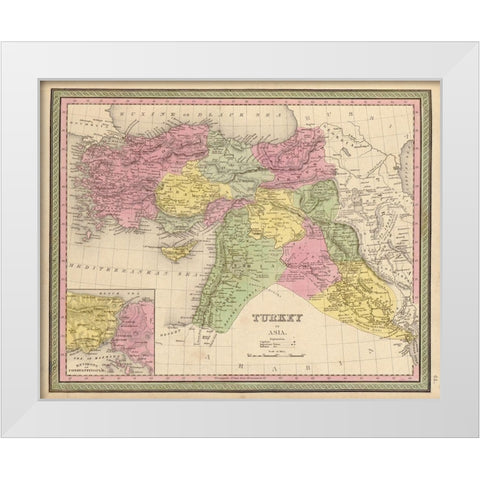 Turkey in Asia 1849 White Modern Wood Framed Art Print by Vintage Maps