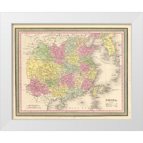 China 1849 White Modern Wood Framed Art Print by Vintage Maps