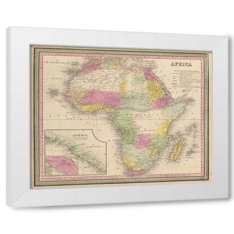 Africa 1849 White Modern Wood Framed Art Print by Vintage Maps