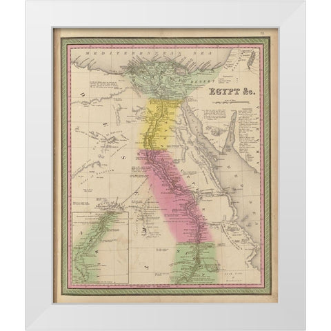 Egypt 1849 White Modern Wood Framed Art Print by Vintage Maps