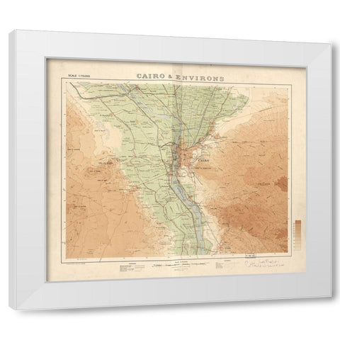Cairo and Its Environs 1925 White Modern Wood Framed Art Print by Vintage Maps