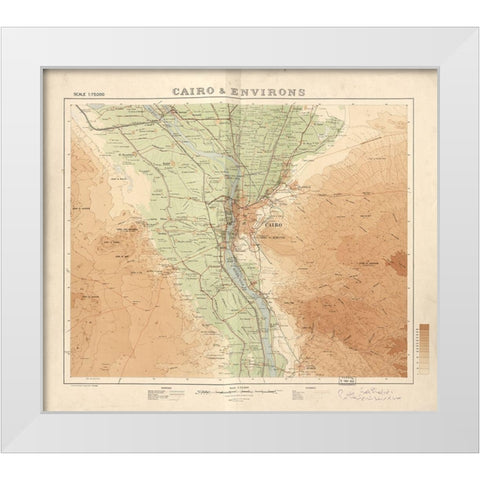 Cairo and Its Environs 1925 White Modern Wood Framed Art Print by Vintage Maps