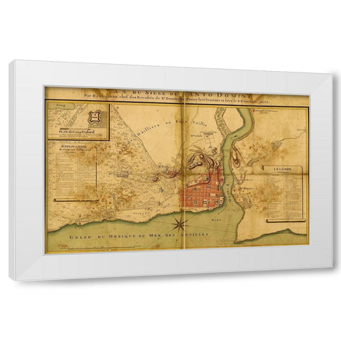 Siege of Santo Domingo 1895 White Modern Wood Framed Art Print by Vintage Maps