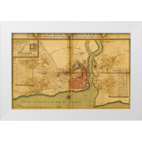 Siege of Santo Domingo 1895 White Modern Wood Framed Art Print by Vintage Maps