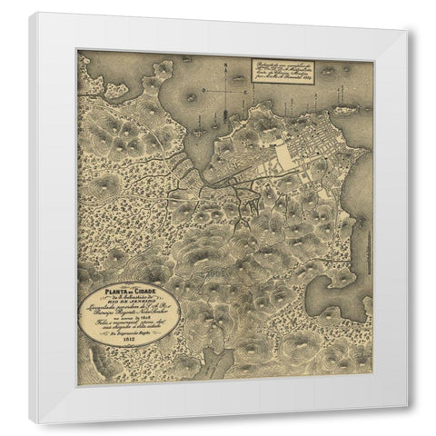 Rio De Janiero 1911 White Modern Wood Framed Art Print by Vintage Maps