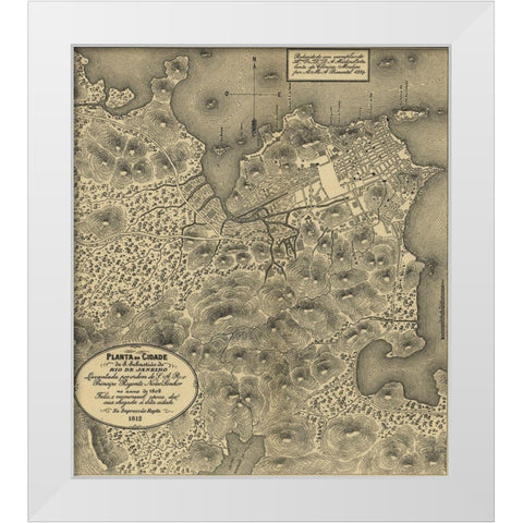 Rio De Janiero 1911 White Modern Wood Framed Art Print by Vintage Maps