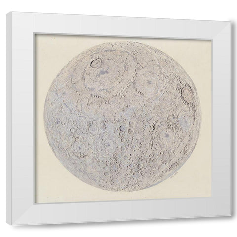 Moon surface with Craters White Modern Wood Framed Art Print by Vintage Maps
