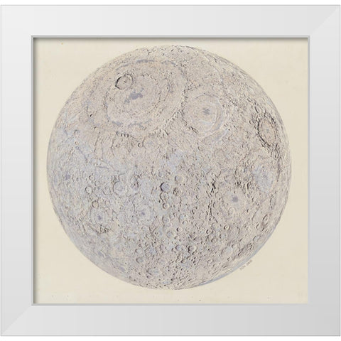 Moon surface with Craters White Modern Wood Framed Art Print by Vintage Maps
