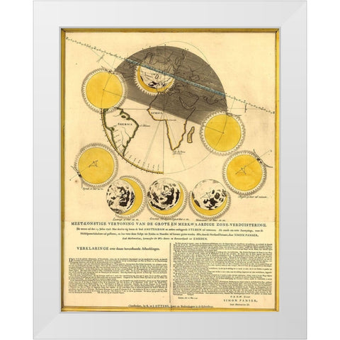 Lunar Phases White Modern Wood Framed Art Print by Vintage Maps