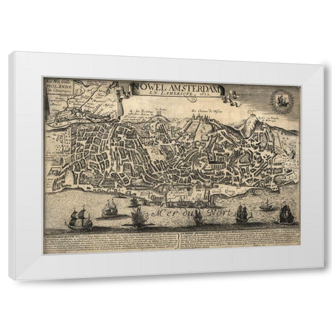 New Amsterdam in the Americas 1672 White Modern Wood Framed Art Print by Vintage Maps