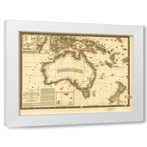 Australia 1826 White Modern Wood Framed Art Print by Vintage Maps