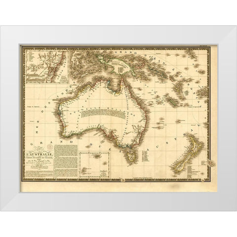 Australia 1826 White Modern Wood Framed Art Print by Vintage Maps