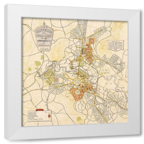 Canberra Australia 1927 White Modern Wood Framed Art Print by Vintage Maps