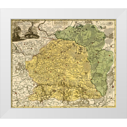 Lithuania 1778 White Modern Wood Framed Art Print by Vintage Maps
