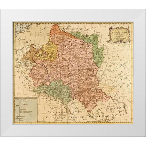 Kingdom of Poland and The Grand Duchy of Lithuania 1777 White Modern Wood Framed Art Print by Vintage Maps