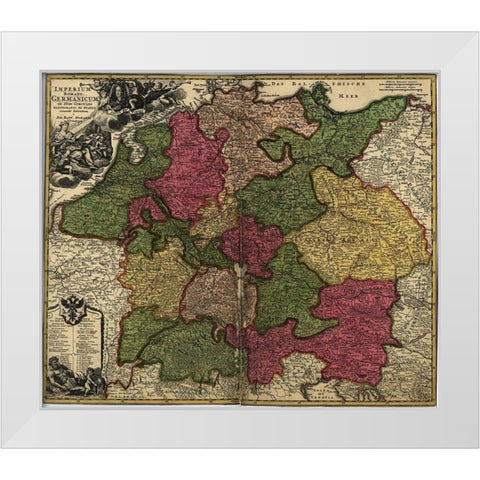Imperial Roman Germany 1700 White Modern Wood Framed Art Print by Vintage Maps