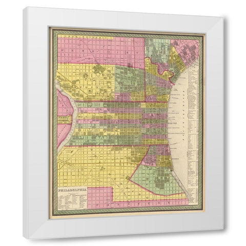 City of Philadelphia 1849 White Modern Wood Framed Art Print by Vintage Maps