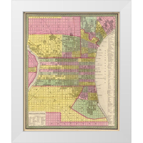 City of Philadelphia 1849 White Modern Wood Framed Art Print by Vintage Maps