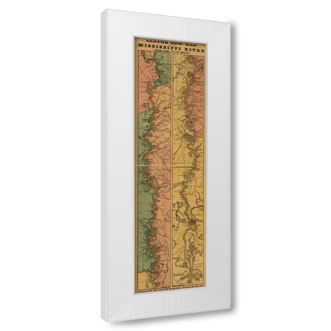 Mississippi River from Cairo to its mouth 1863 White Modern Wood Framed Art Print by Vintage Maps
