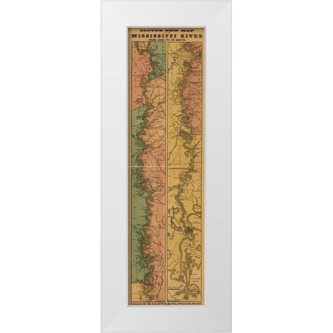 Mississippi River from Cairo to its mouth 1863 White Modern Wood Framed Art Print by Vintage Maps