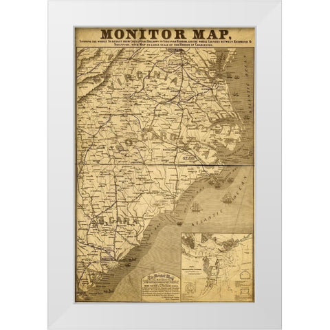 Eastern Seaboard in 1863 White Modern Wood Framed Art Print by Vintage Maps