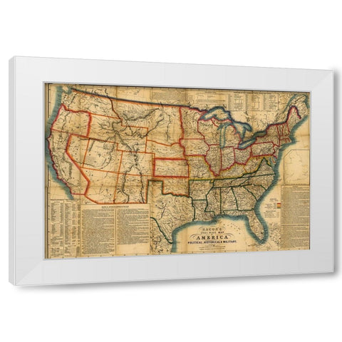 US In the Civil War Period 1863 White Modern Wood Framed Art Print by Vintage Maps