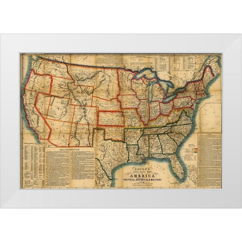 US In the Civil War Period 1863 White Modern Wood Framed Art Print by Vintage Maps