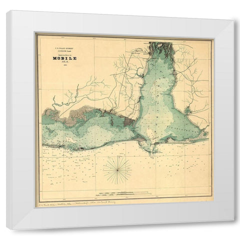 Approaches to Mobile Alabama 1864 White Modern Wood Framed Art Print by Vintage Maps