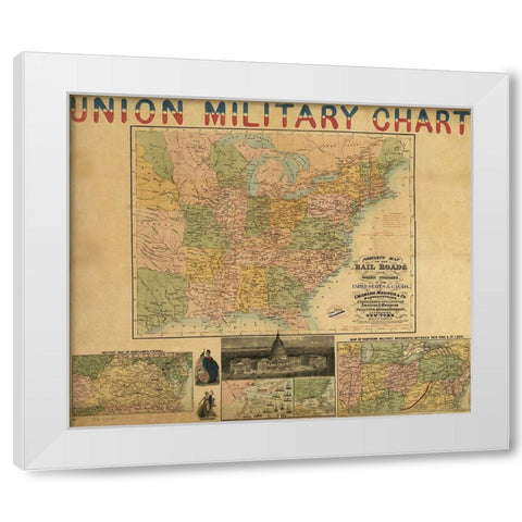 Union Military Chart 1861 White Modern Wood Framed Art Print by Vintage Maps