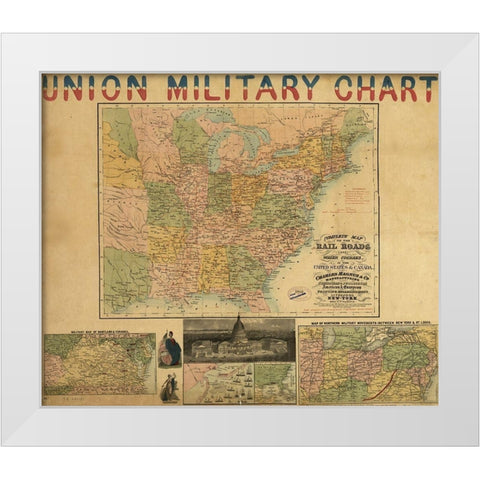 Union Military Chart 1861 White Modern Wood Framed Art Print by Vintage Maps