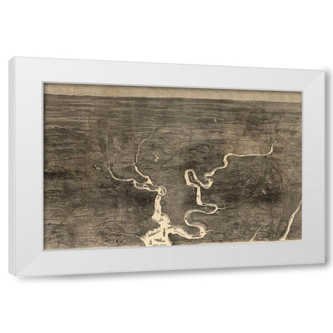 Aerial View of Grants Move on Petersburg 1864 White Modern Wood Framed Art Print by Vintage Maps