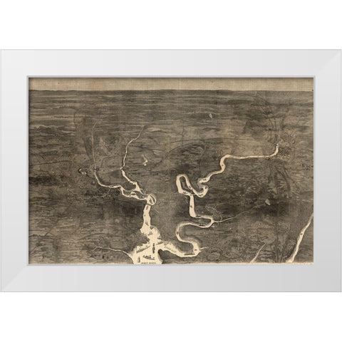 Aerial View of Grants Move on Petersburg 1864 White Modern Wood Framed Art Print by Vintage Maps