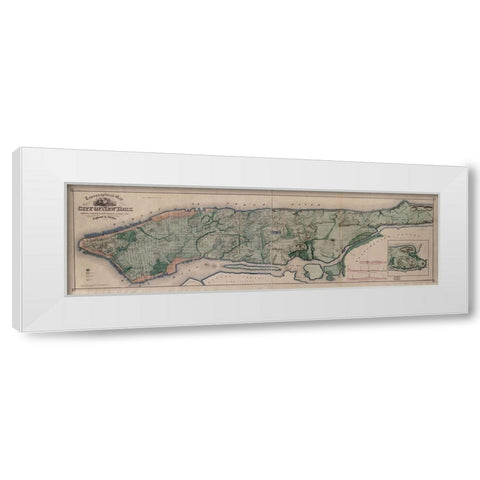 Manhattan Island 1865 White Modern Wood Framed Art Print by Vintage Maps