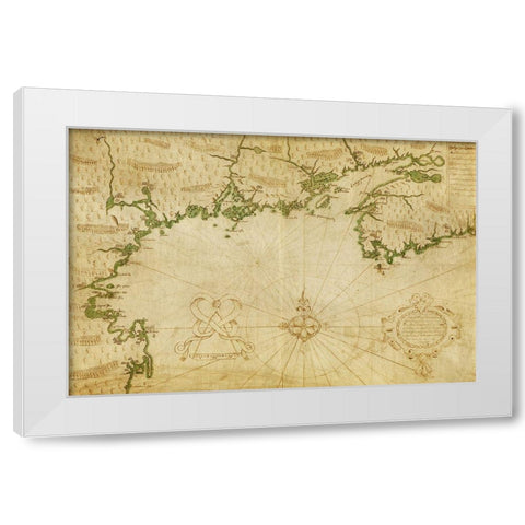New France by Champlain White Modern Wood Framed Art Print by Vintage Maps