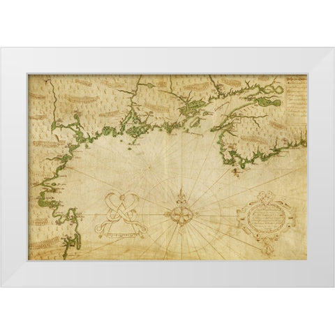 New France by Champlain White Modern Wood Framed Art Print by Vintage Maps