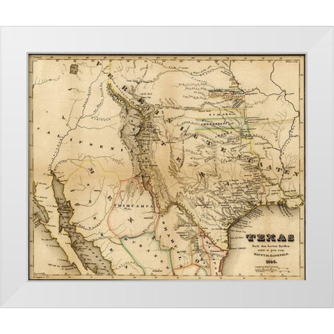 Texas 1846 White Modern Wood Framed Art Print by Vintage Maps