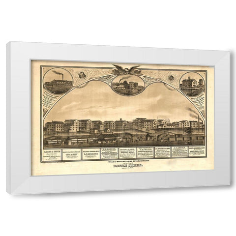 Battle Creek Michigan 1869 White Modern Wood Framed Art Print by Vintage Maps