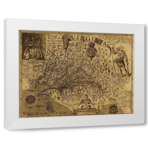 Virginia Discovered and described by john Smith 1606 White Modern Wood Framed Art Print by Vintage Maps