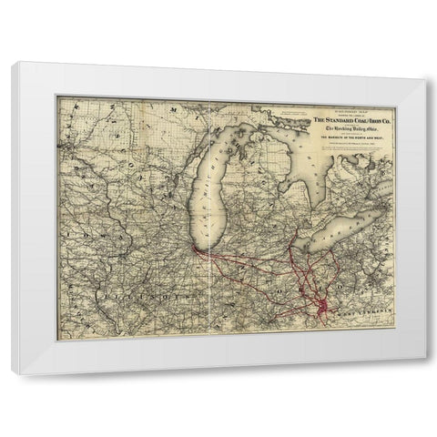 Standard Coal and Iron of Hocking Valley Ohio 1881 White Modern Wood Framed Art Print by Vintage Maps