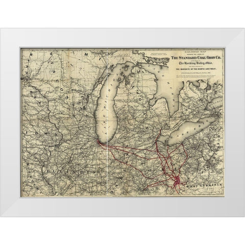 Standard Coal and Iron of Hocking Valley Ohio 1881 White Modern Wood Framed Art Print by Vintage Maps
