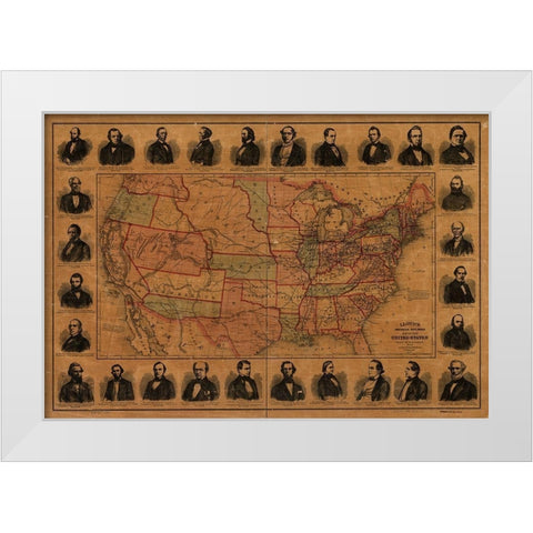 Railroad Barons with US Lines and Proposed Mail Routes White Modern Wood Framed Art Print by Vintage Maps