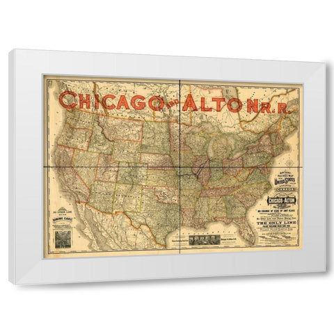 Chicago and Alton Railroad White Modern Wood Framed Art Print by Vintage Maps