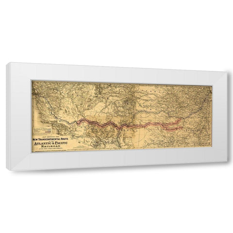 transcontinental route of the Atlantic and Pacific Railroad and its connections White Modern Wood Framed Art Print by Vintage Maps