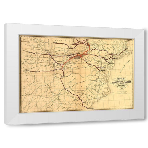 Atlantic and Great Western Railway White Modern Wood Framed Art Print by Vintage Maps