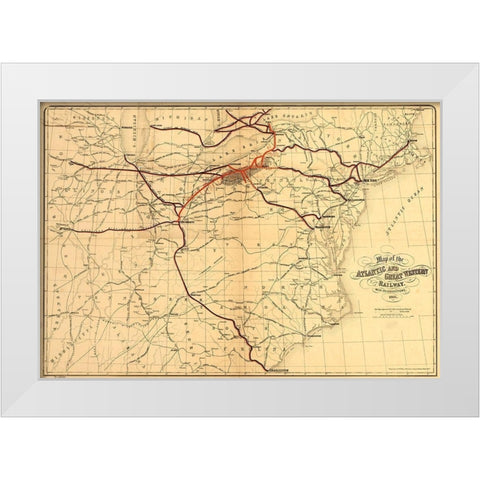 Atlantic and Great Western Railway White Modern Wood Framed Art Print by Vintage Maps